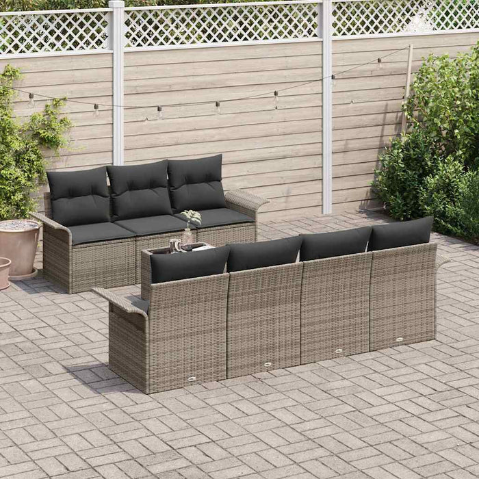 Set de canapele pentru grădină cu pernă 8 pcs Gri poliratan - WALTI WALTI