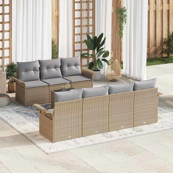 Set de canapele pentru grădină 8 pcs Bej și gri poliratan - WALTI WALTI