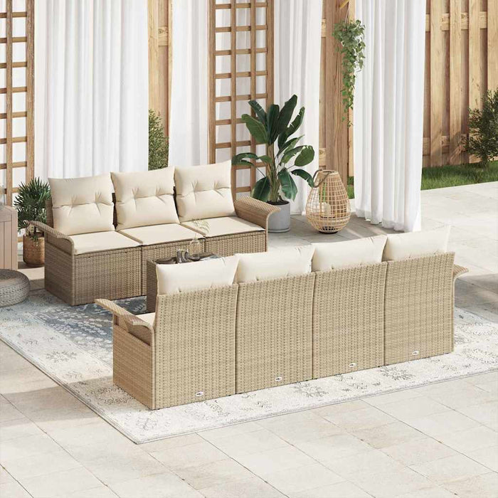 Set de canapele pentru grădină 8 pcs Bej și crem poliratan - WALTI WALTI