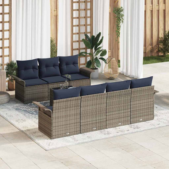 Set de canapele pentru grădină 8 pcs Gri și bleumarin poliratan - WALTI WALTI
