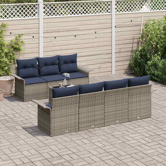 Set de canapele pentru grădină 8 pcs Gri și bleumarin poliratan - WALTI WALTI