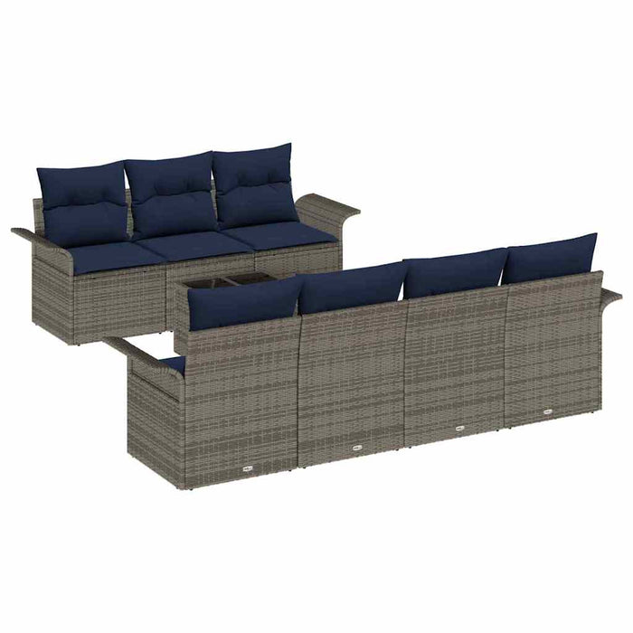 Set de canapele pentru grădină 8 pcs Gri și bleumarin poliratan - WALTI WALTI