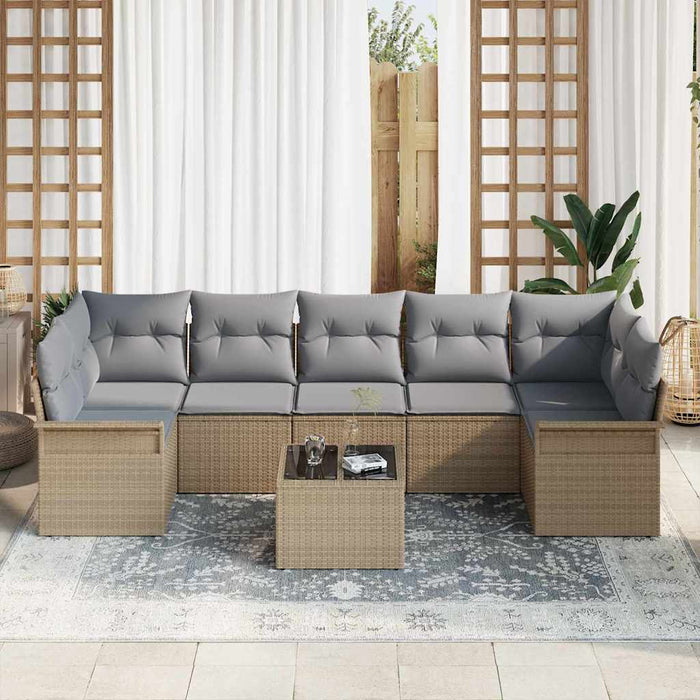 Set de canapele pentru grădină 8 pcs Bej și gri poliratan - WALTI WALTI