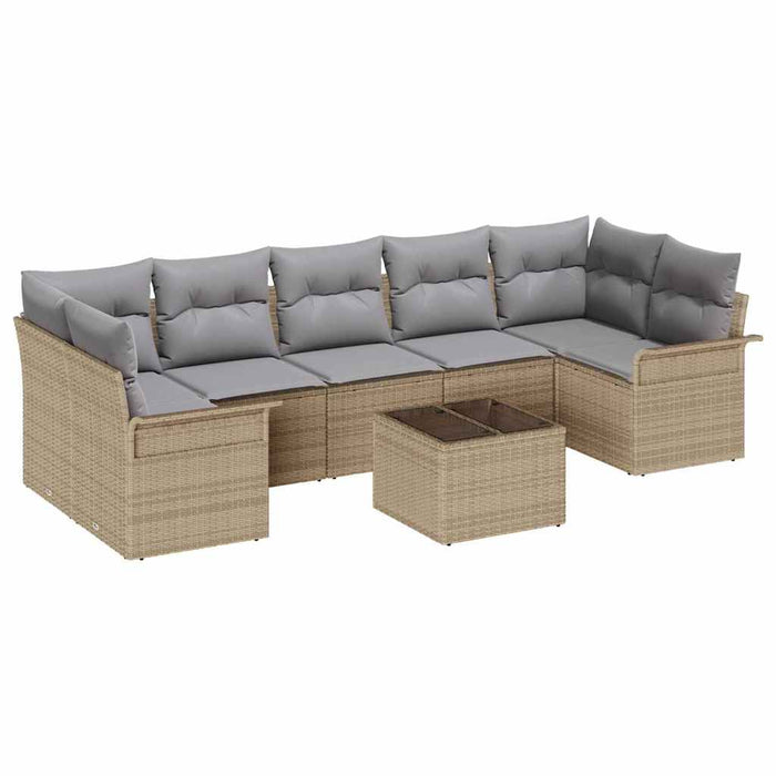 Set de canapele pentru grădină 8 pcs Bej și gri poliratan - WALTI WALTI