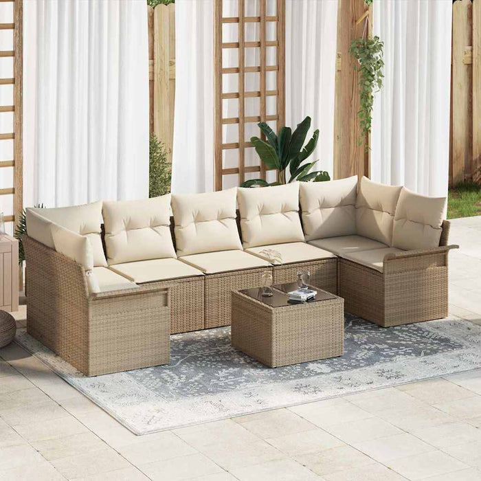 Set de canapele pentru grădină 8 pcs Bej și crem poliratan - WALTI WALTI