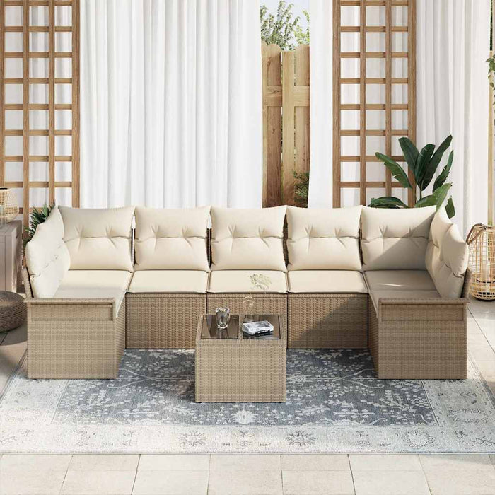 Set de canapele pentru grădină 8 pcs Bej și crem poliratan - WALTI WALTI