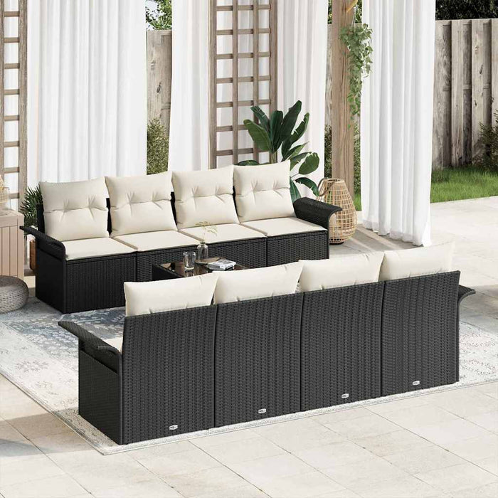 Set de canapele pentru grădină 9 pcs Negru și Crem poliratan - WALTI WALTI