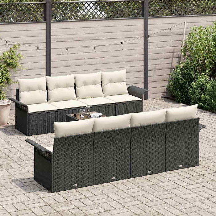 Set de canapele pentru grădină 9 pcs Negru și Crem poliratan - WALTI WALTI