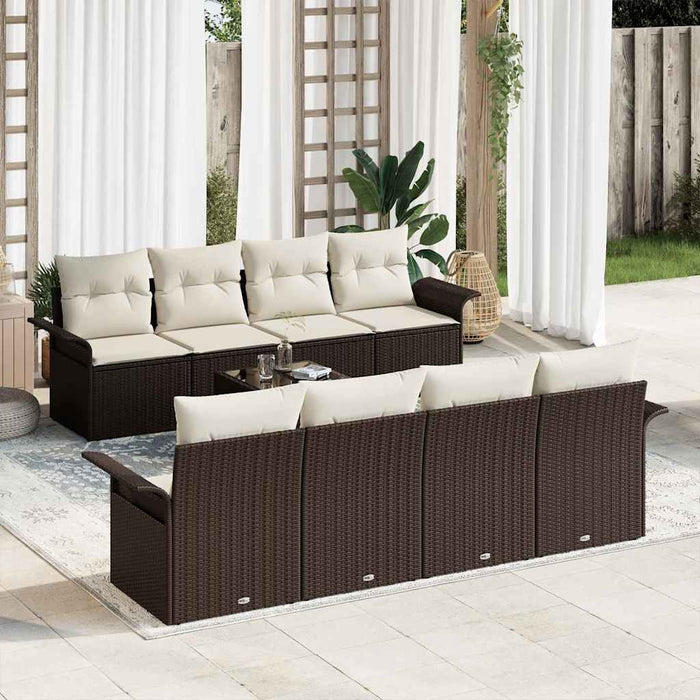 Set de canapele pentru grădină cu pernă 9 pcs Maro și Crem - WALTI WALTI