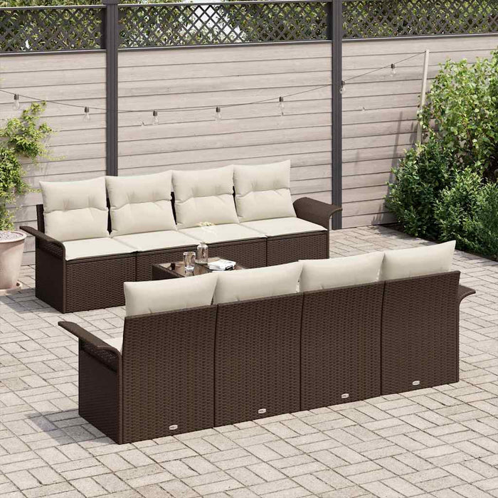 Set de canapele pentru grădină cu pernă 9 pcs Maro și Crem - WALTI WALTI