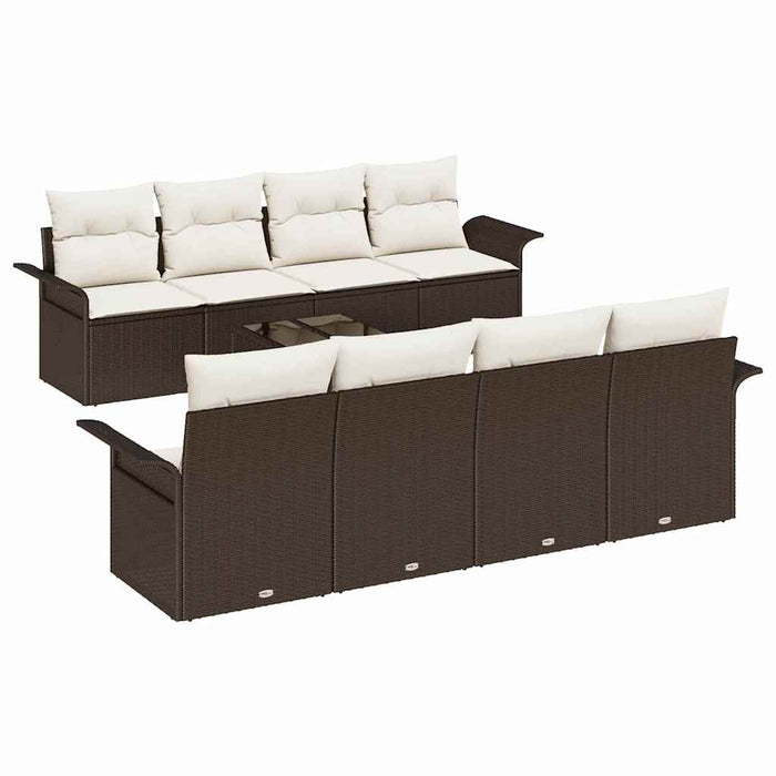 Set de canapele pentru grădină cu pernă 9 pcs Maro și Crem - WALTI WALTI