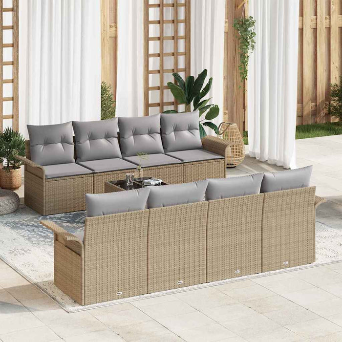 Set de canapele pentru grădină 9 pcs Bej și gri poliratan - WALTI WALTI