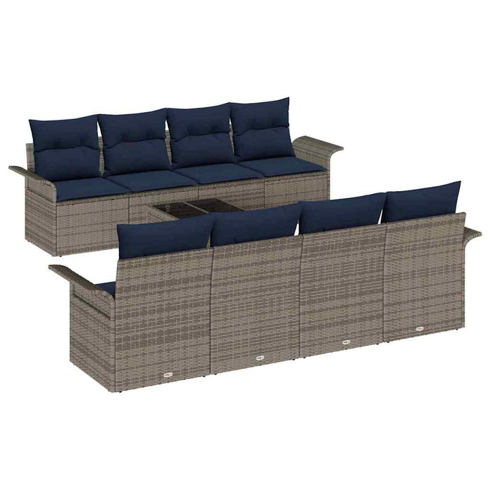 Set de canapele pentru grădină 9 pcs Gri și bleumarin poliratan - WALTI WALTI