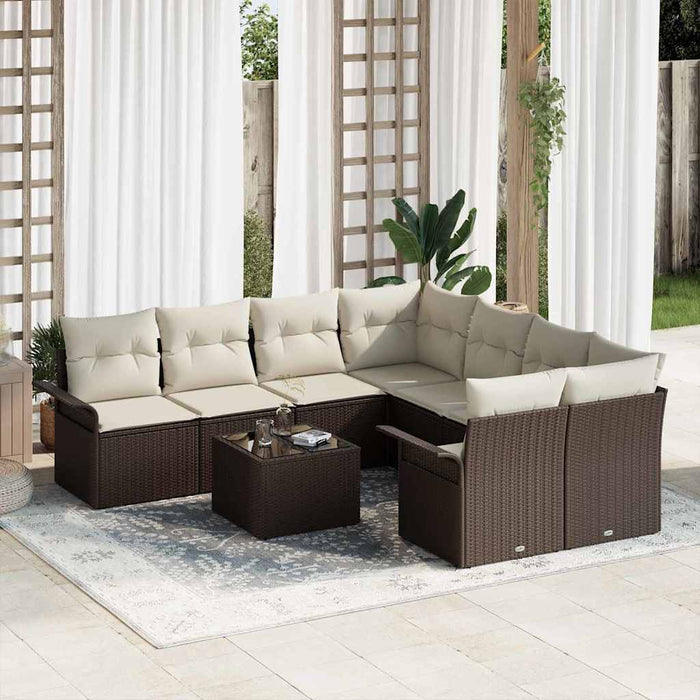 Set de canapele pentru grădină cu pernă 9 pcs Maro și Crem - WALTI WALTI