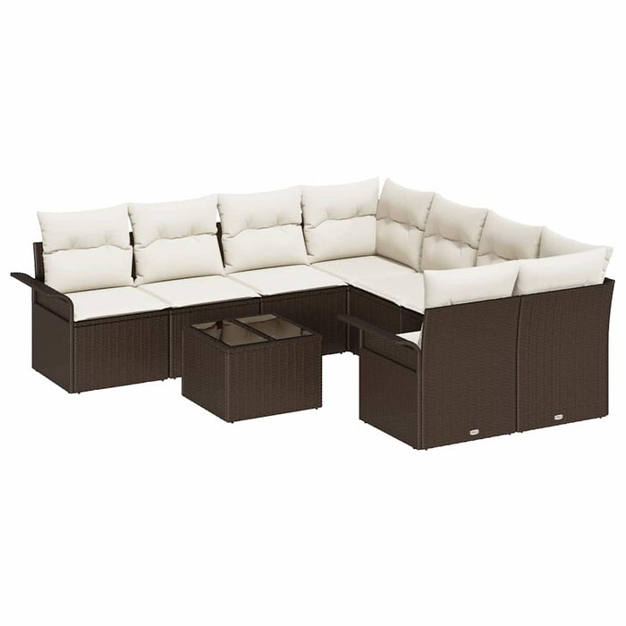 Set de canapele pentru grădină cu pernă 9 pcs Maro și Crem - WALTI WALTI