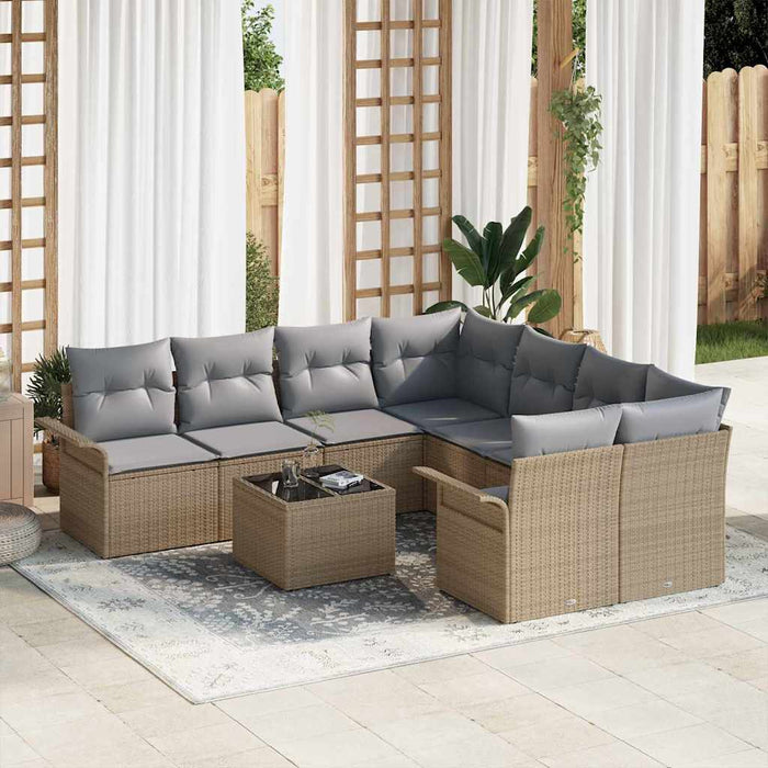 Set de canapele pentru grădină cu pernă Manual 9 pcs Bej și gri - WALTI WALTI