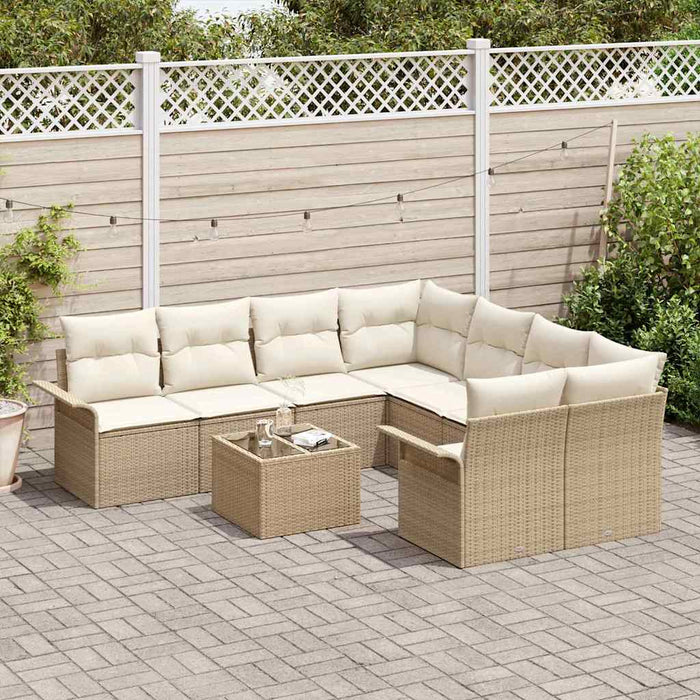 Set de canapele pentru grădină 9 pcs Bej și crem poliratan - WALTI WALTI