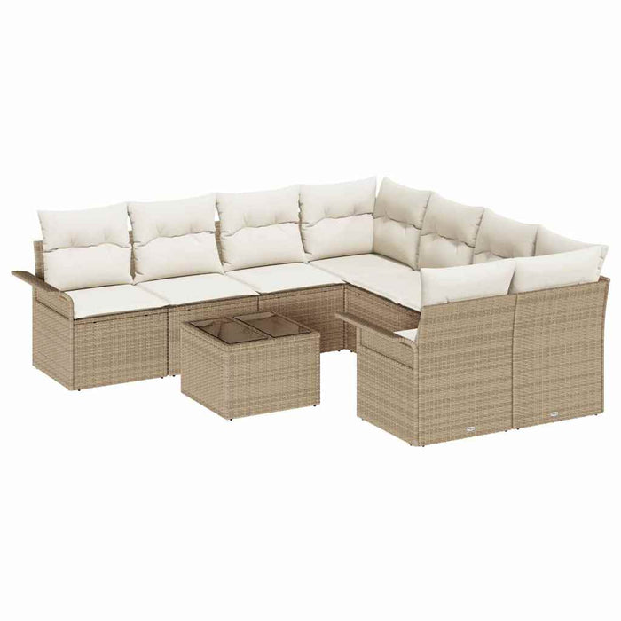 Set de canapele pentru grădină 9 pcs Bej și crem poliratan - WALTI WALTI