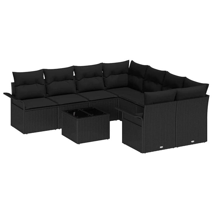 Set de canapele pentru grădină cu pernă Manual 9 pcs Negru - WALTI WALTI