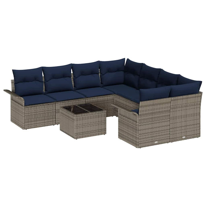 Set de canapele pentru grădină 9 pcs Gri și bleumarin poliratan - WALTI WALTI