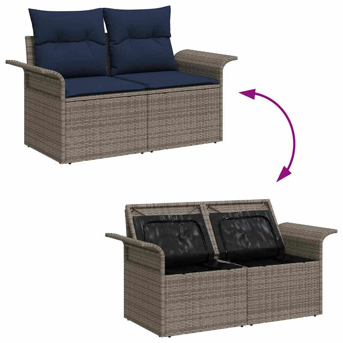 Set de canapele pentru grădină 9 pcs Gri și bleumarin poliratan - WALTI WALTI