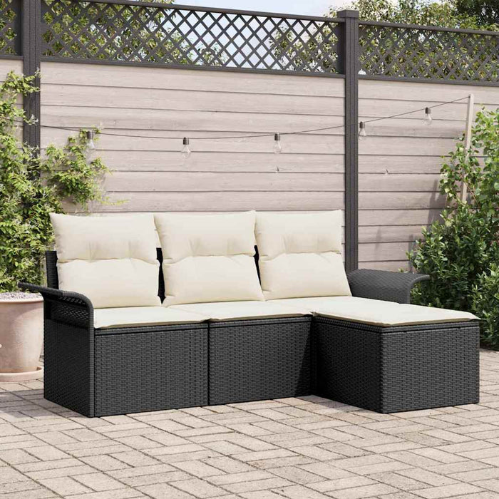 Set de canapele pentru grădină cu pernă 4 pcs Negru Rattan poli - WALTI WALTI