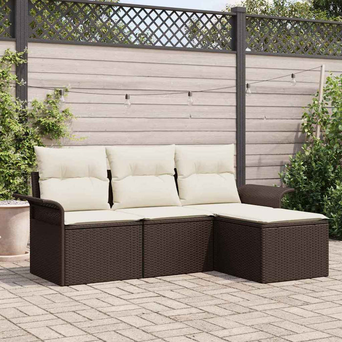 Set de canapele pentru grădină cu pernă 4 pcs Maro Rattan poli - WALTI WALTI