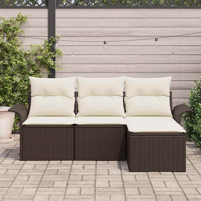 Set de canapele pentru grădină cu pernă 4 pcs Maro Rattan poli - WALTI WALTI