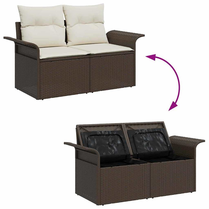 Set de canapele pentru grădină cu pernă 4 pcs Maro Rattan poli - WALTI WALTI