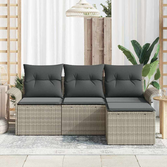 Set de canapele pentru grădină 4 pcs Gri deschis Rattan poli - WALTI WALTI