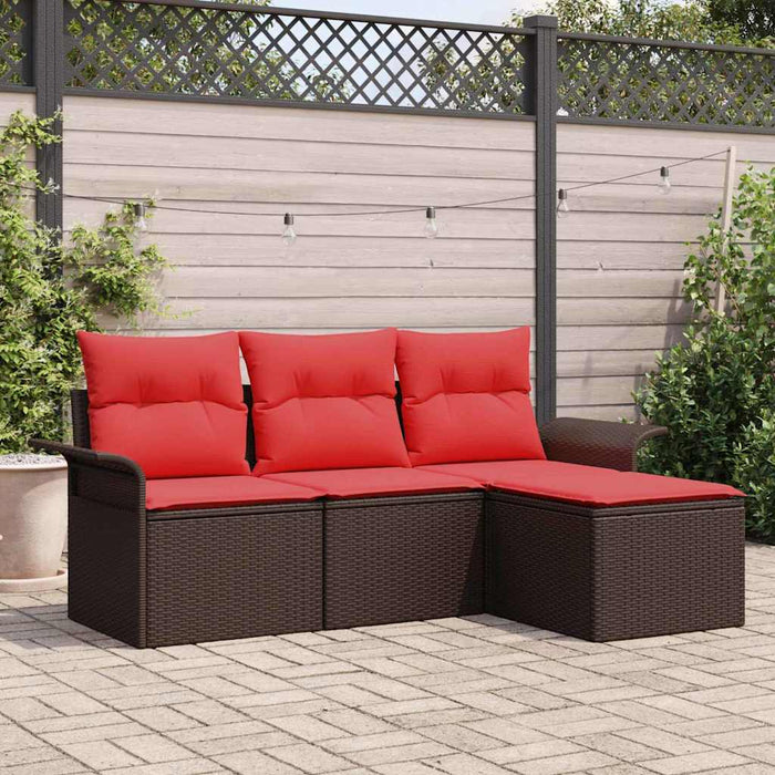 Set de canapele pentru grădină cu pernă 4 pcs Maro poliratan - WALTI WALTI