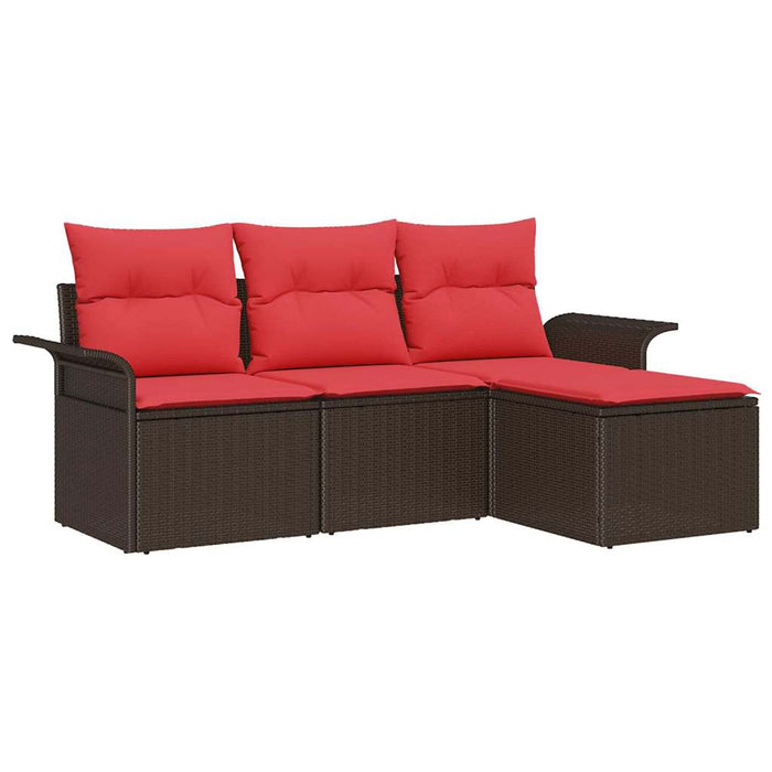 Set de canapele pentru grădină cu pernă 4 pcs Maro poliratan - WALTI WALTI