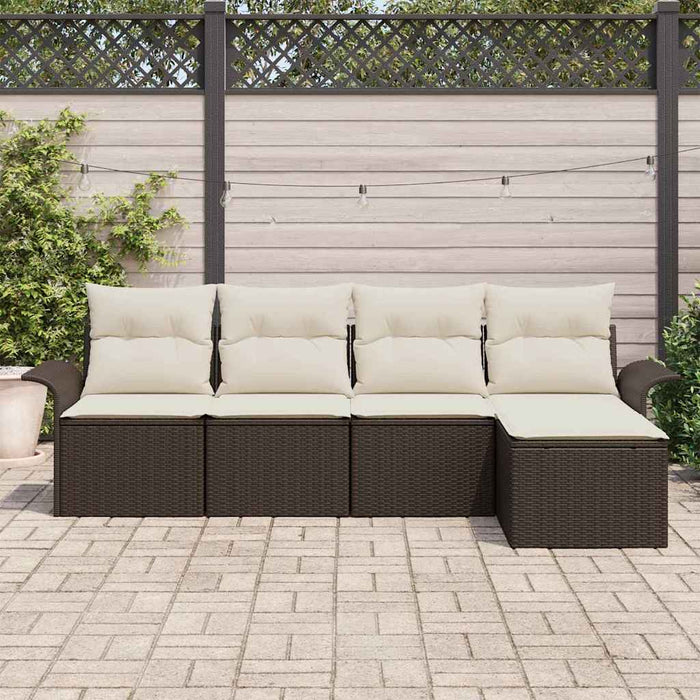 Set de canapele pentru grădină cu pernă 5 pcs Maro Rattan poli - WALTI WALTI