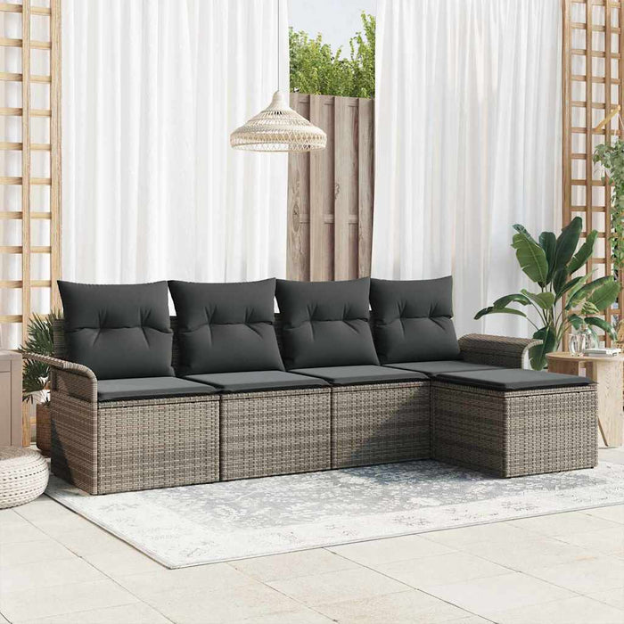Set de canapele pentru grădină cu pernă 5 pcs Gri Rattan poli - WALTI WALTI