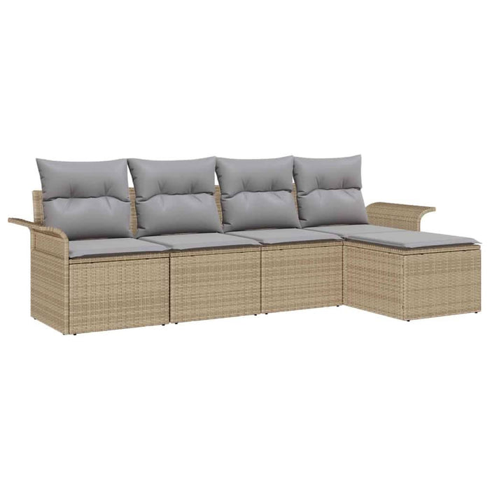 Set de canapele pentru grădină cu pernă 5 pcs Bej Rattan poli - WALTI WALTI