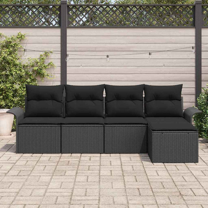 Set de canapele pentru grădină cu pernă 5 pcs Negru Rattan poli - WALTI WALTI
