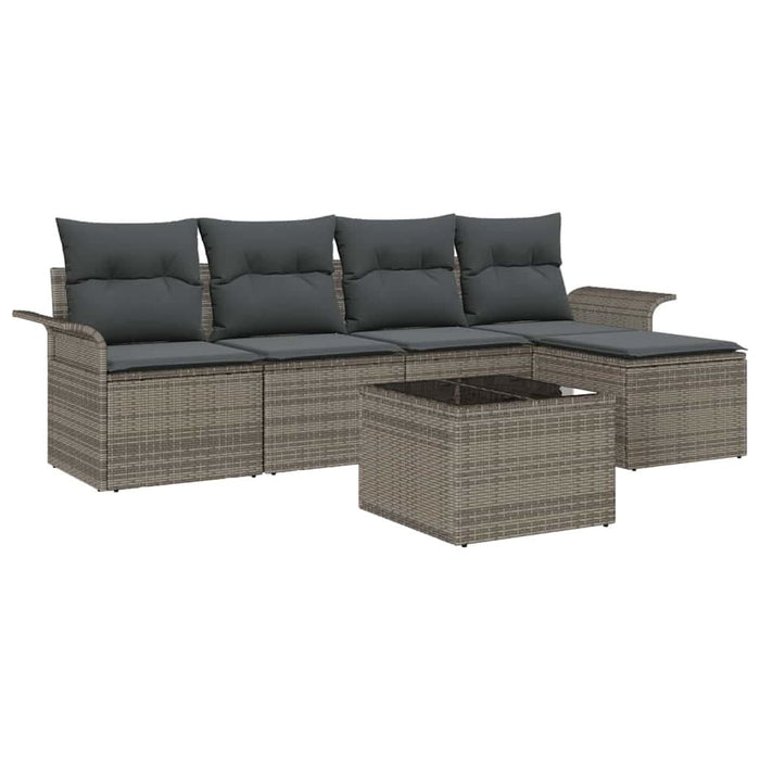 Set de canapele pentru grădină cu pernă 6 pcs Gri Rattan poli - WALTI WALTI