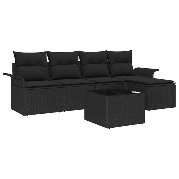Set de canapele pentru grădină cu pernă 6 pcs Negru Rattan poli - WALTI WALTI