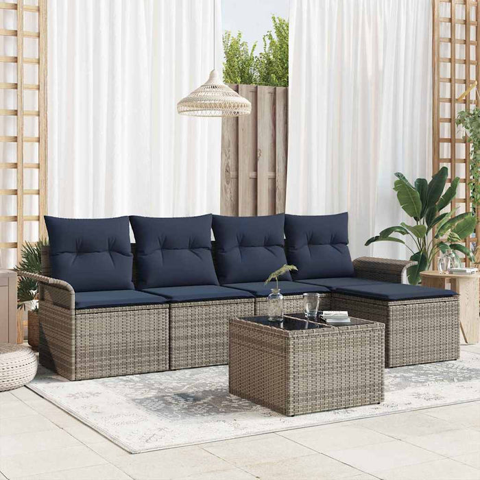 Set de canapele pentru grădină 6 pcs Gri poliratan - WALTI WALTI