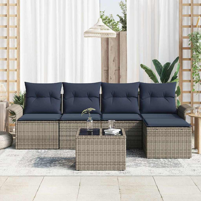 Set de canapele pentru grădină 6 pcs Gri poliratan - WALTI WALTI