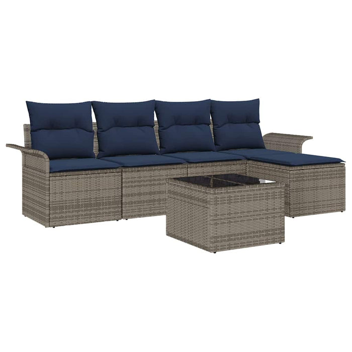 Set de canapele pentru grădină 6 pcs Gri poliratan - WALTI WALTI
