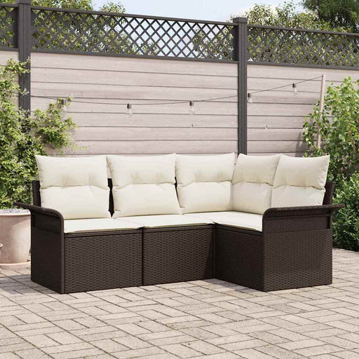 Set de canapele pentru grădină cu pernă 4 pcs Maro Rattan poli - WALTI WALTI