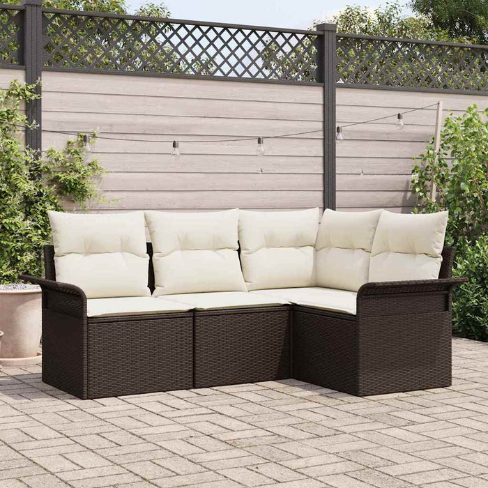 Set de canapele pentru grădină cu pernă 4 pcs Maro Rattan poli - WALTI WALTI
