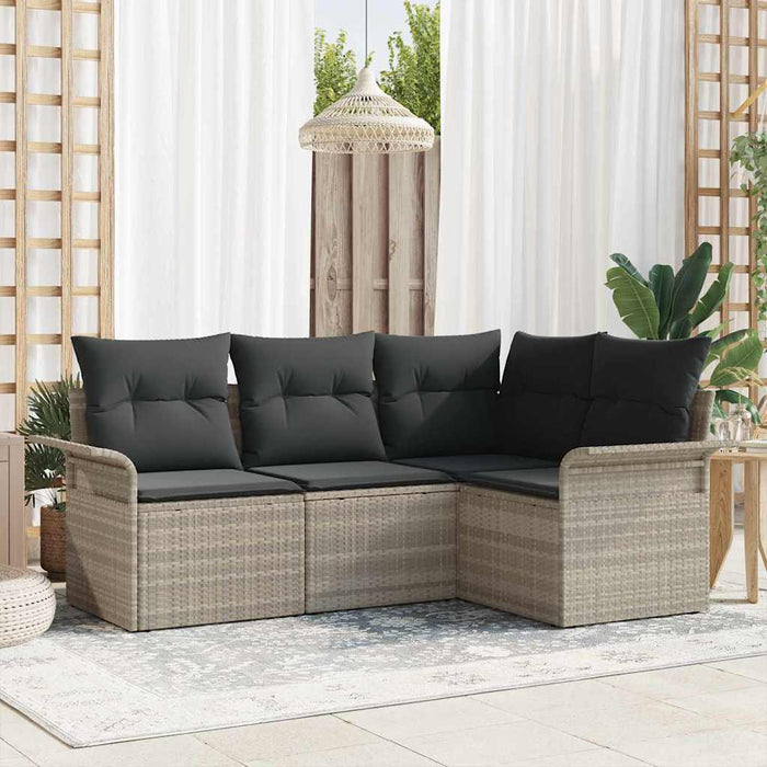 Set de canapele pentru grădină 4 pcs Gri deschis Rattan poli - WALTI WALTI