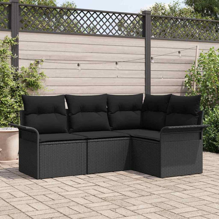 Set de canapele pentru grădină cu pernă 4 pcs Negru Rattan poli - WALTI WALTI