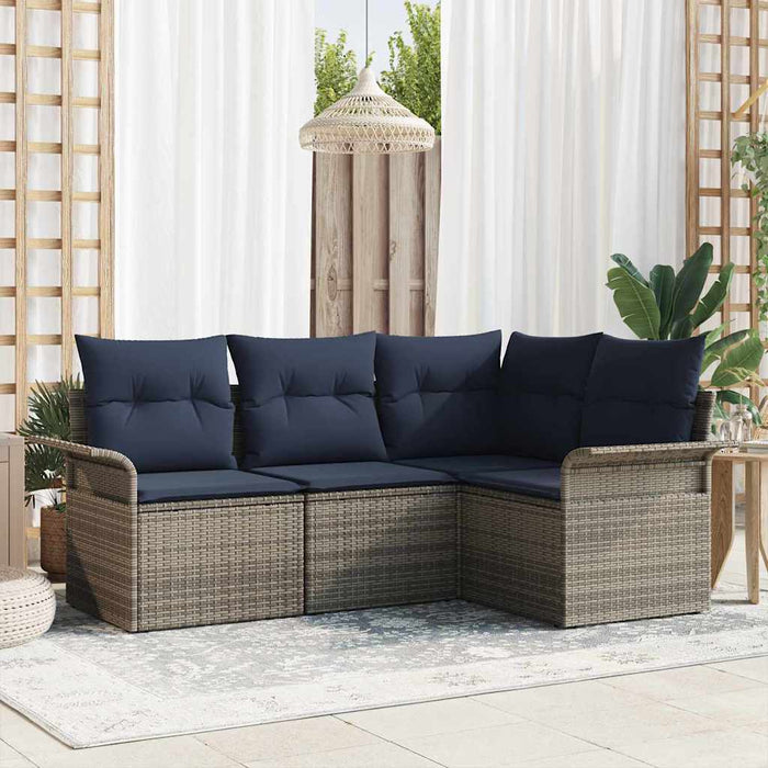 Set de canapele pentru grădină 4 pcs Gri poliratan - WALTI WALTI