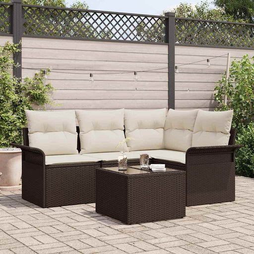 Set de canapele pentru grădină cu pernă 5 pcs Maro Rattan poli - WALTI WALTI