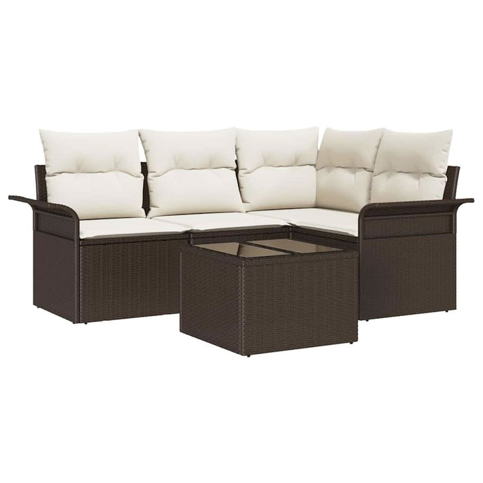 Set de canapele pentru grădină cu pernă 5 pcs Maro Rattan poli - WALTI WALTI