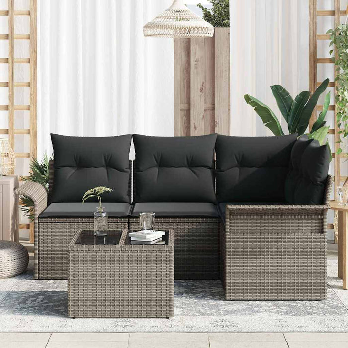 Set de canapele pentru grădină cu pernă 5 pcs Gri Rattan poli - WALTI WALTI