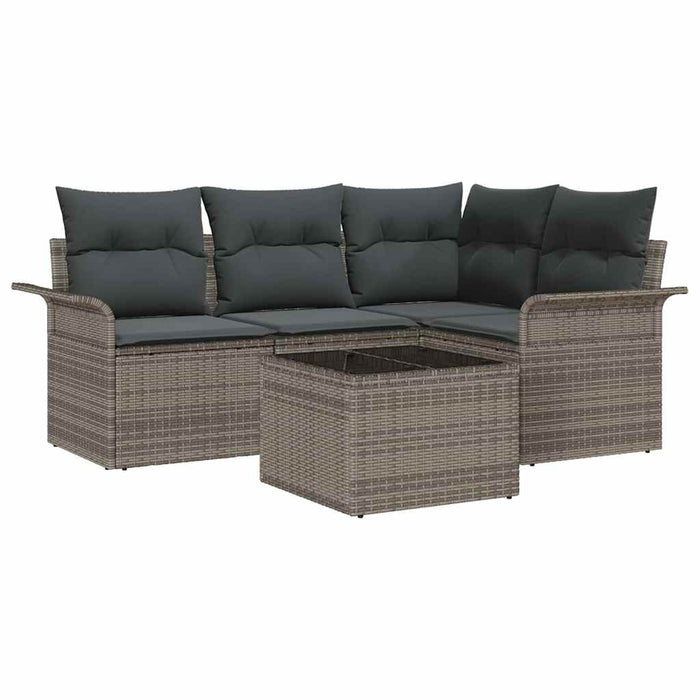 Set de canapele pentru grădină cu pernă 5 pcs Gri Rattan poli - WALTI WALTI